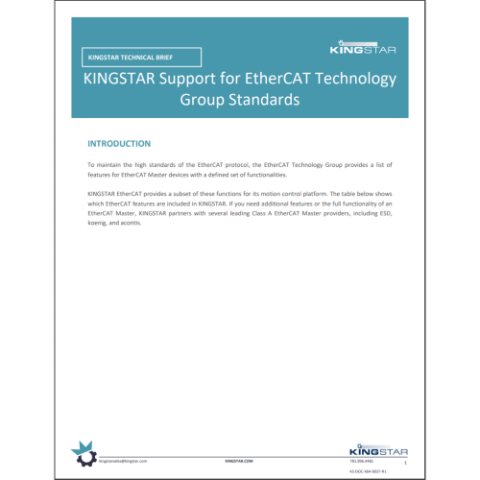 KINGSTAR Support For EtherCAT Standards - KINGSTAR