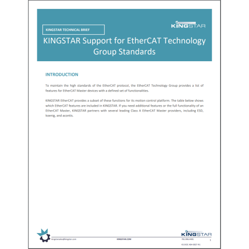 KINGSTAR Support for EtherCAT Standards
