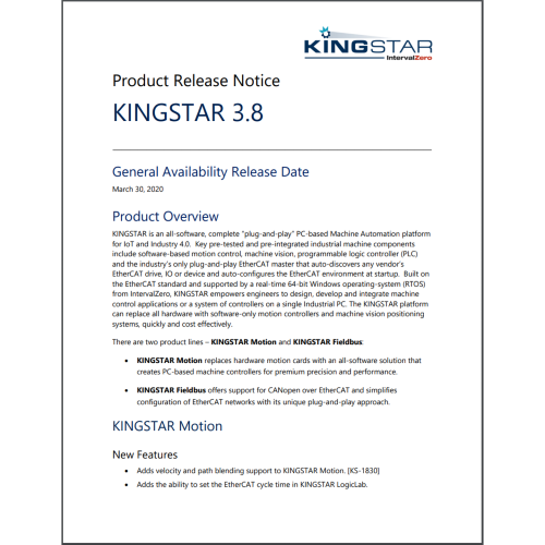 KINGSTAR 3.8 Product Release Notice