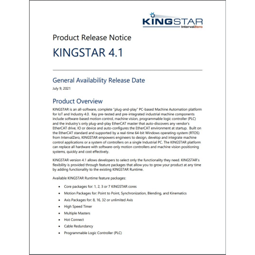 KINGSTAR 4.1 Product Release Notice