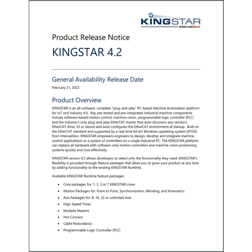 KINGSTAR 4.2 Product Release Notice