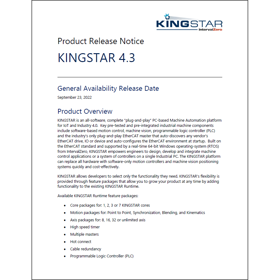 KINGSTAR 4.3 Product Release Notice