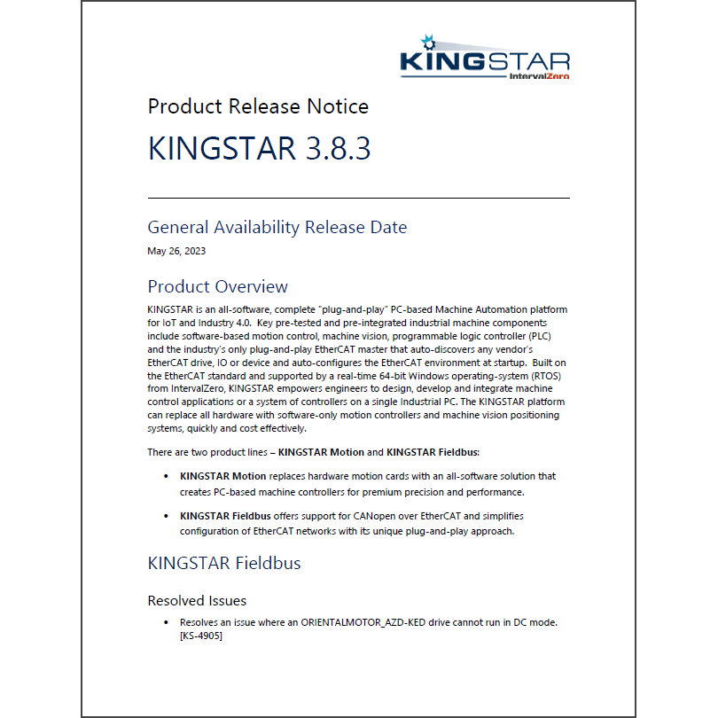 KINGSTAR 3.8.3 Product Release Notice