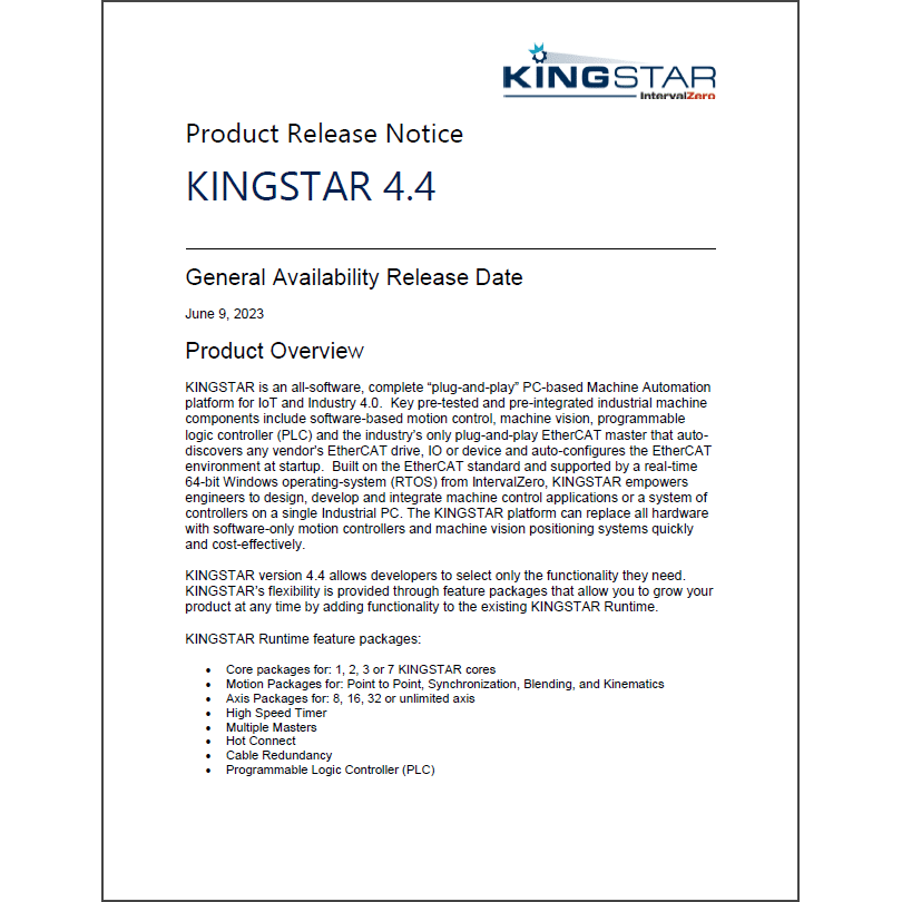 KINGSTAR 4.4 Product Release Notice